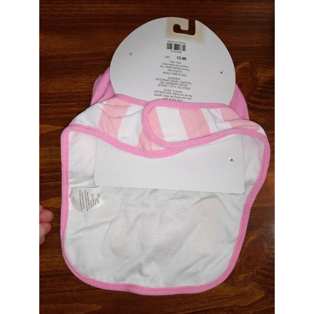 Dan Dee My First Easter Bib and‎ Hat Set Pink Striped Bunny 519448 New